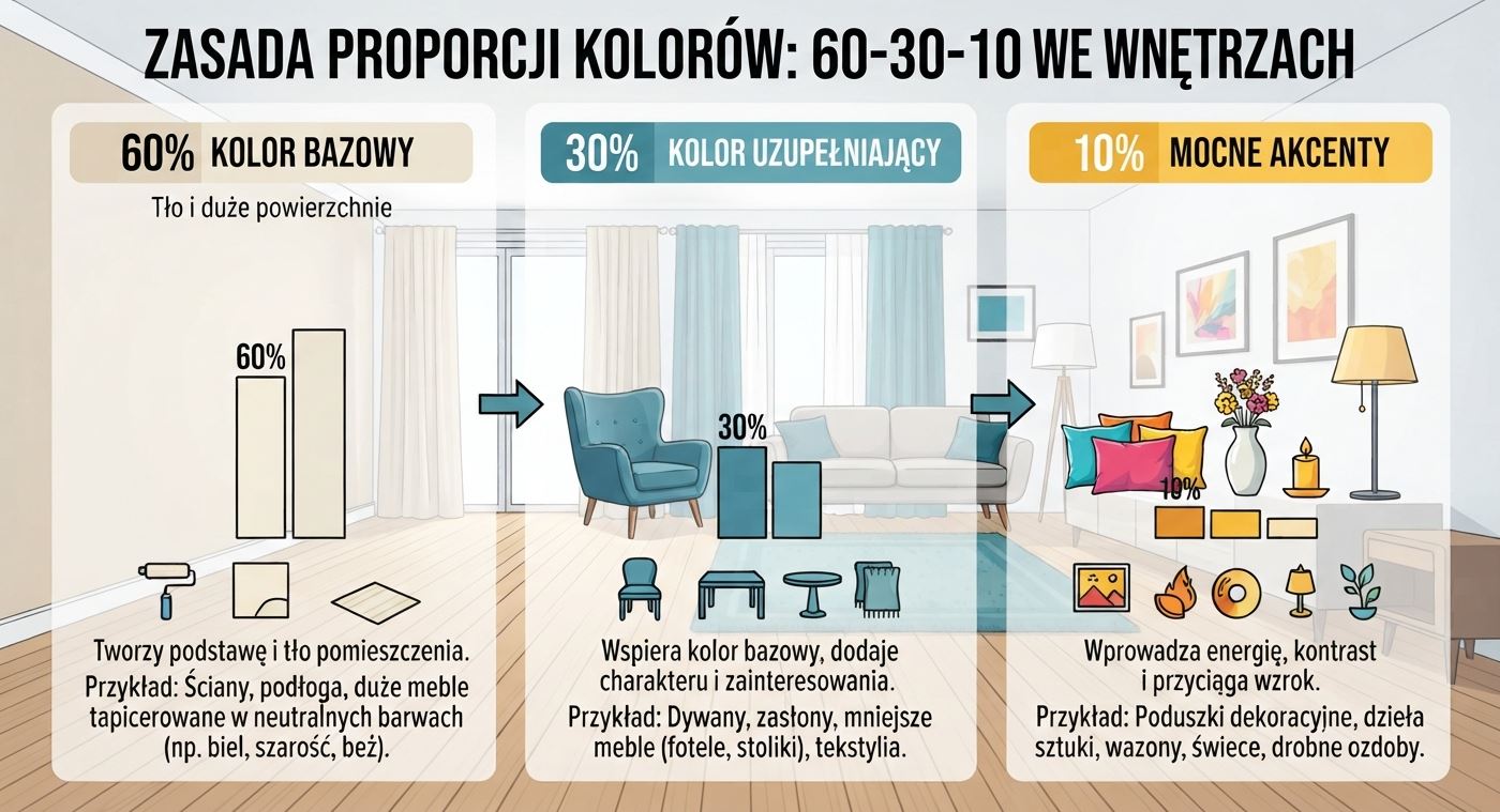 Zasada doboru kolorów we wnętrzach 60-30-10